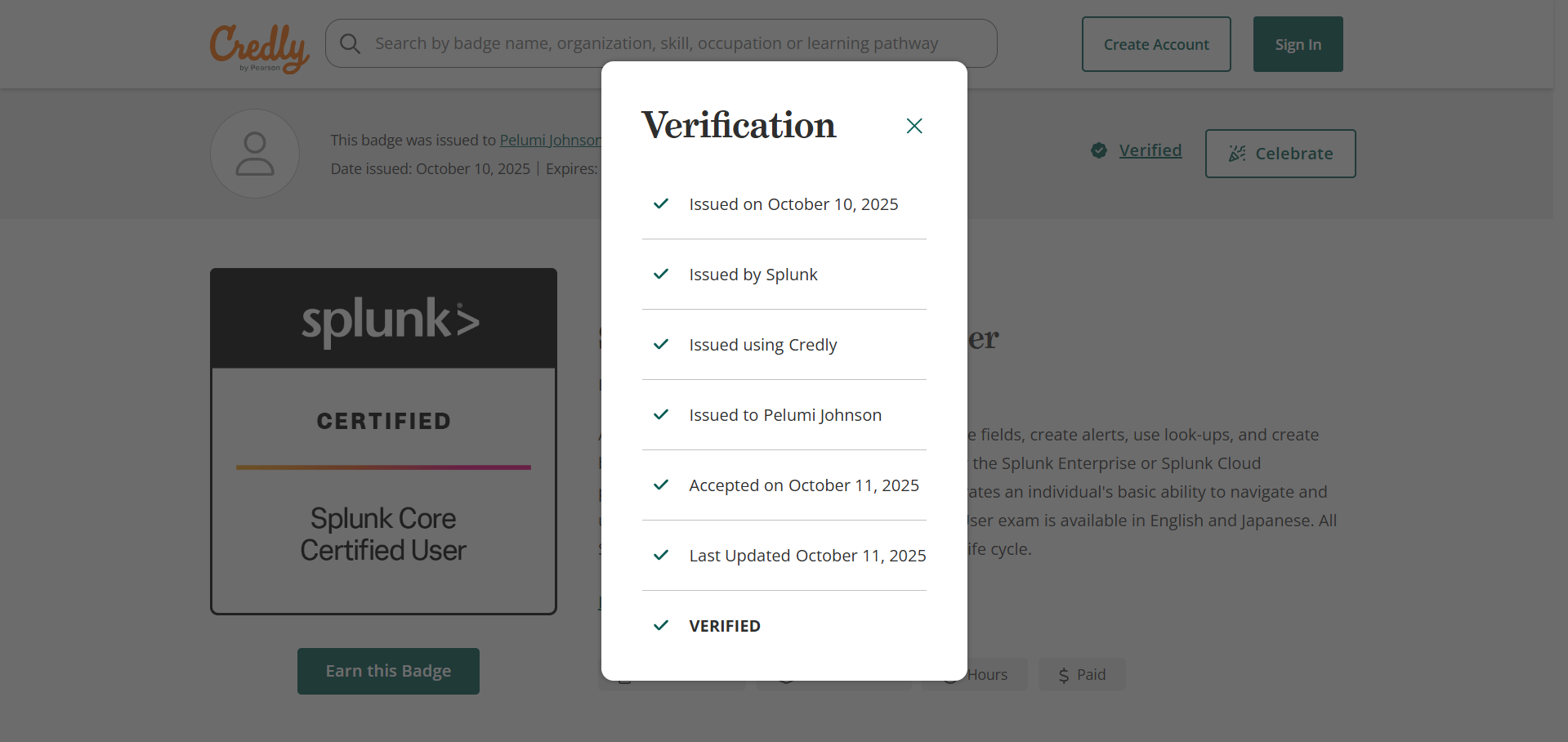Splunk Certification Proof